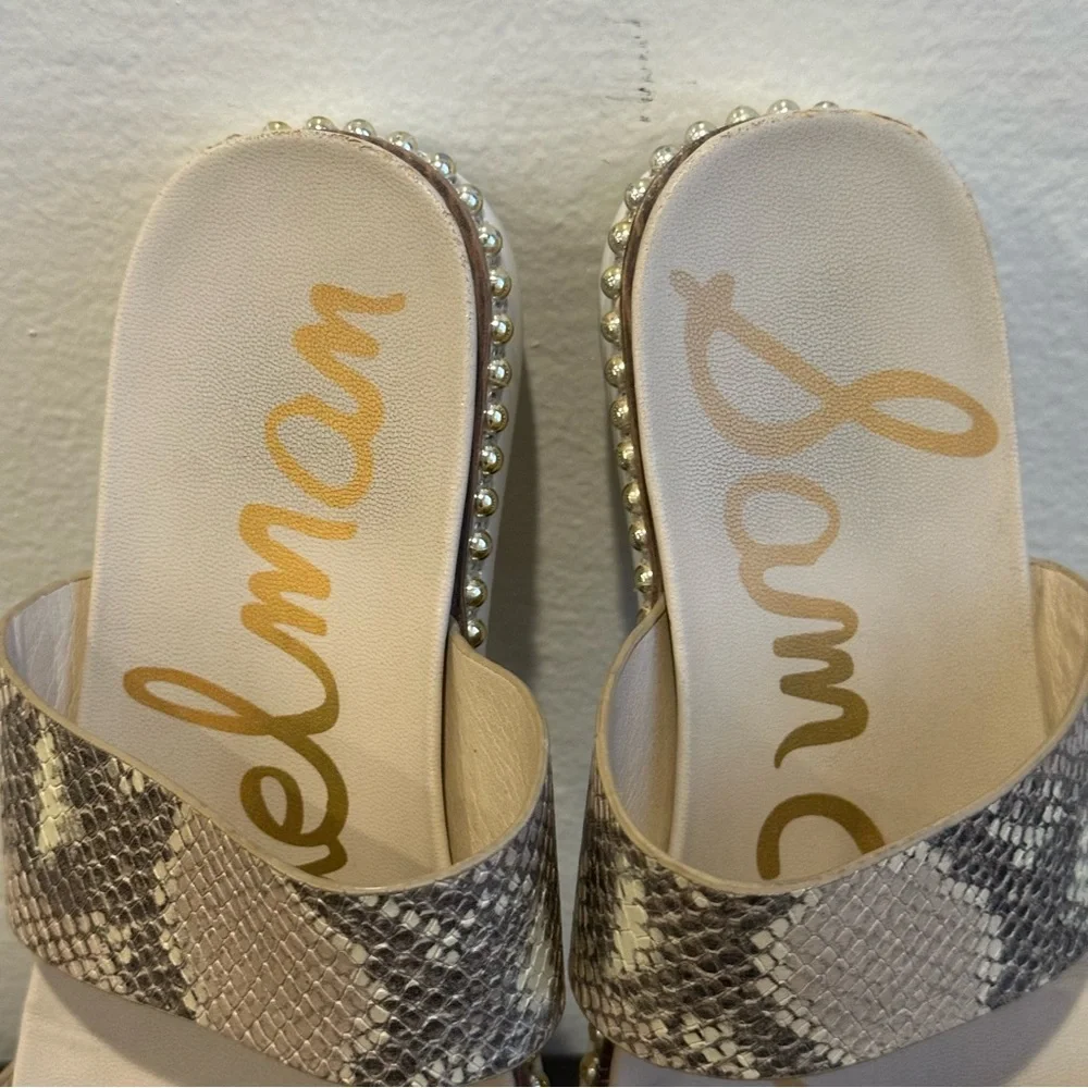 Sam Edelman Size 8.5 Chunky Flatform Open Toe Slide Snakeskin Strappy Sandal - Picture 12 of 16